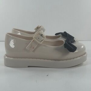 Mini Melissa Kids Cream Jelly Mary Jane Bow Shoes Polka Dot Insole Size 11 USA
